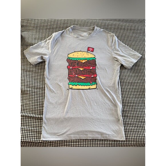 Under Armour Other - Under Armour Light Gray Burger Graphic Tee with Red and Yellow Accents